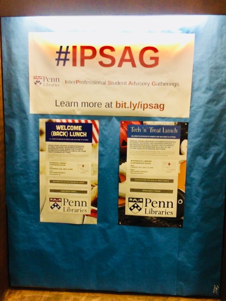 Image of the #IPSAG Bulletin Board at the pre-pandemic Biomedical Library